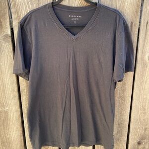 Men's Everlane T-Shirt Black Solid Classic XL Crew Cotton Casual Everyday V-Neck